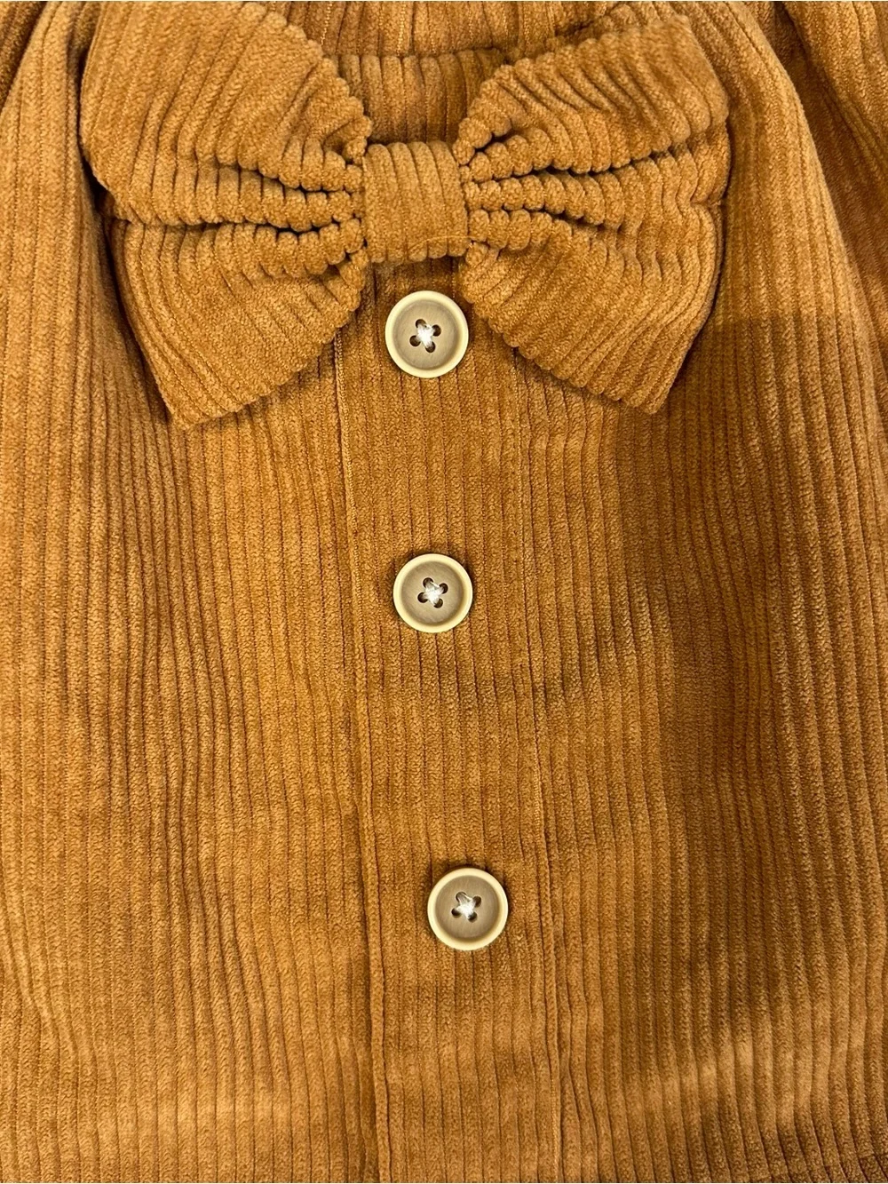 SHEIN Girls 2-3Y Brown Corduroy Bow Button Front Skirt